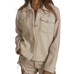 BiBi Sherpa Metallic Tweed Pearl Button Jacket